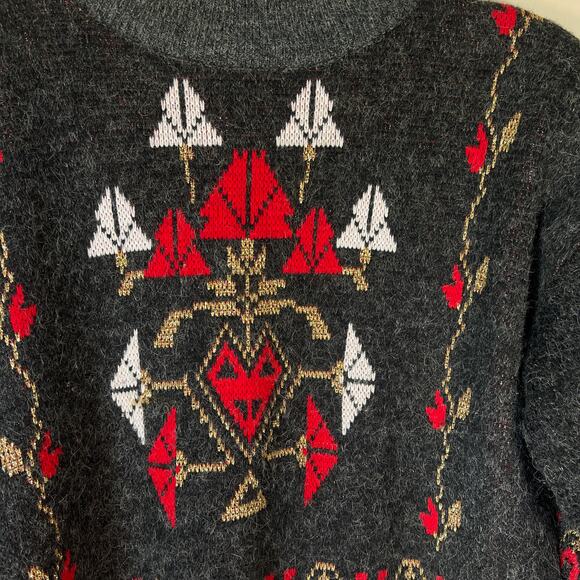 Vintage 1980's Country Concepts Mock Neck Christmasy Metallic Sweater‎ XL - Picture 2 of 8